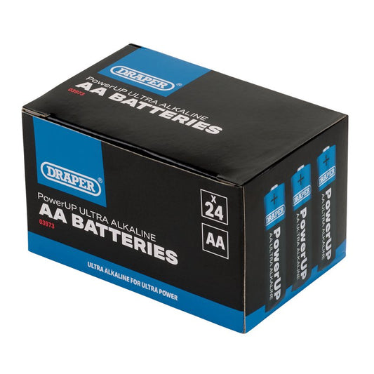 Draper PowerUP Ultra Alkaline AA Batteries 24 Pack 20% More Capacity 03973