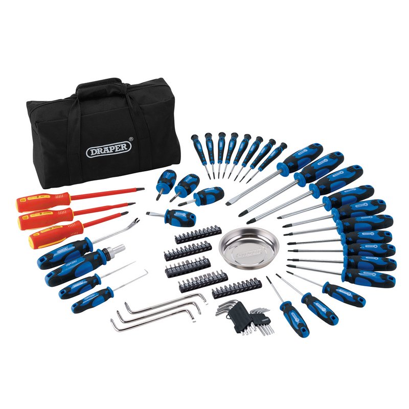 Screwdriver and Bit Set with Soft Storage Bag, Blue (100 Piece)
