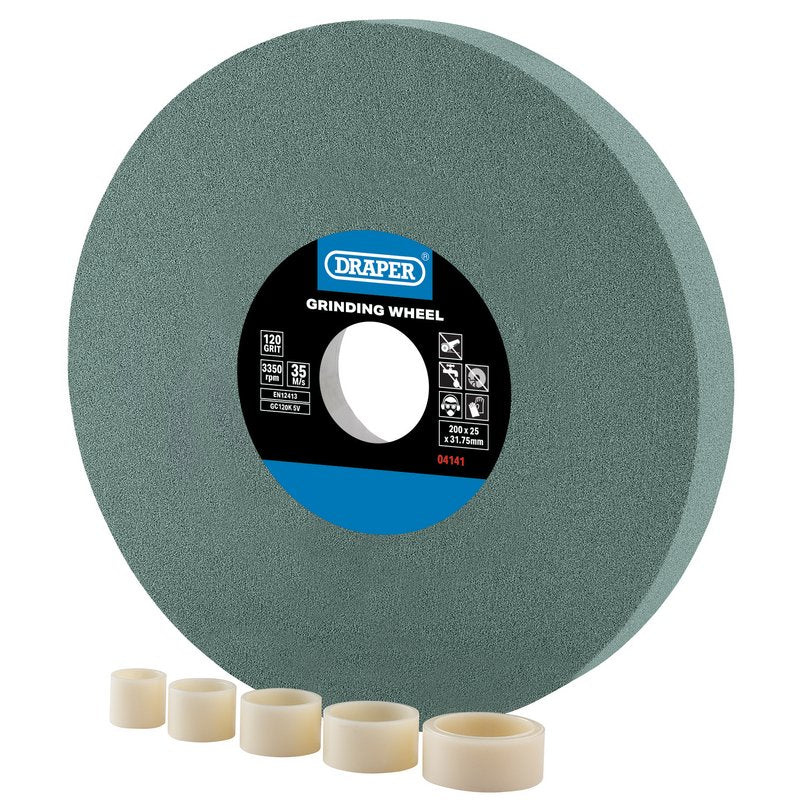 Draper Silicon Carbide Bench Grinding Wheel 200 x 25mm 120G 12.7-31.75mm 04141