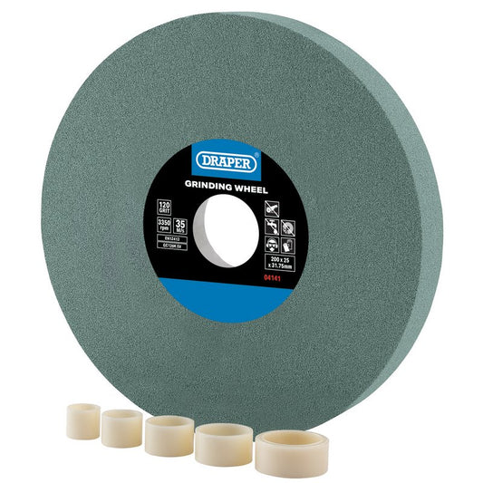 Draper Silicon Carbide Bench Grinding Wheel 200 x 25mm 120G 12.7-31.75mm 04141