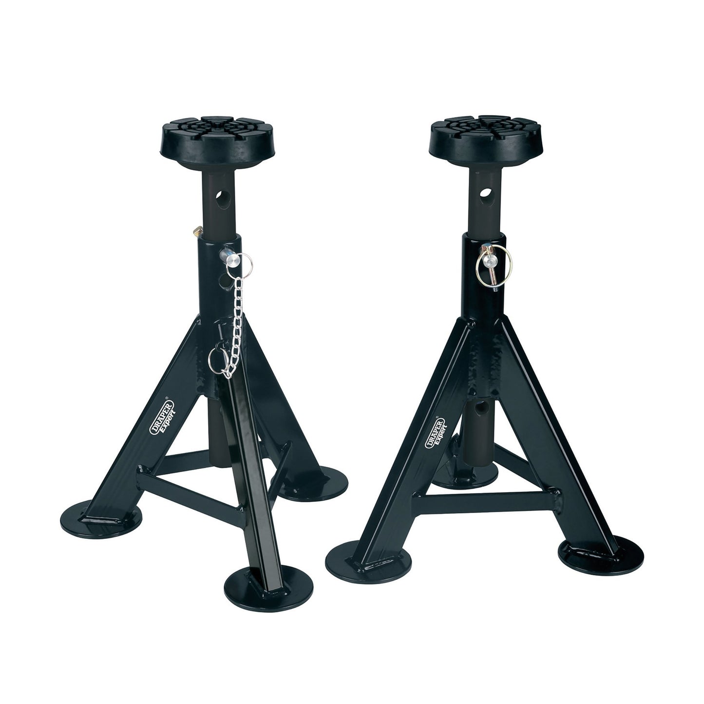 Draper Expert Axle Stands 3 Tonne Black Circular Saddle Height 350-555mm 04336