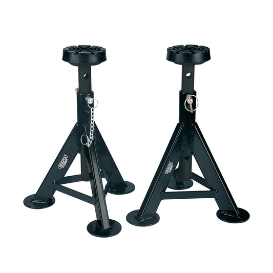 Draper Expert Axle Stands 3 Tonne Black Circular Saddle Height 350-555mm 04336