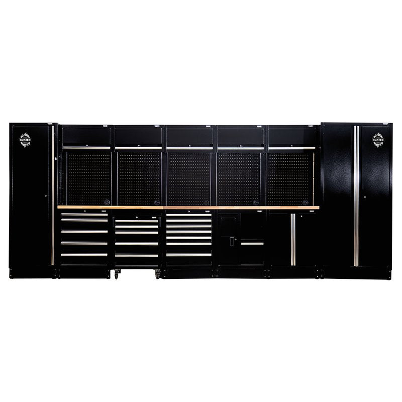BUNKER Black Modular Storage Combo with Hardwood Worktop 25 Piece 04390