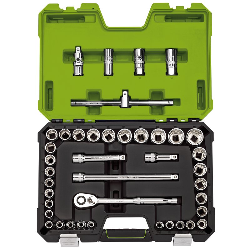 Draper Metric Imperial Socket Set 1/2"D Green 41 pc 12 Point Standard 04465