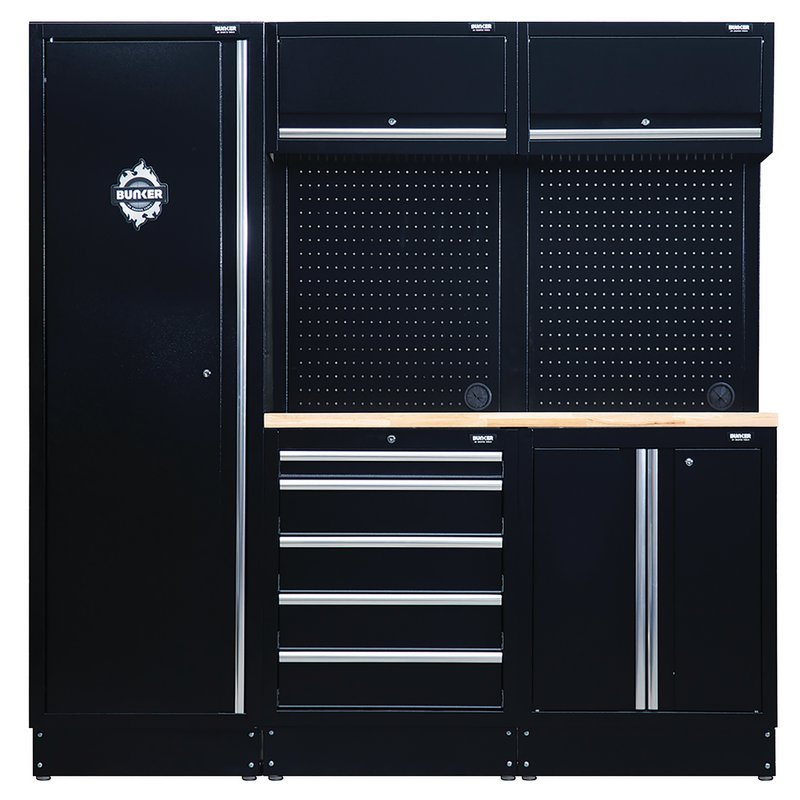 BUNKER Modular Storage Combo with Hardwood Worktop 11 Piece 04488
