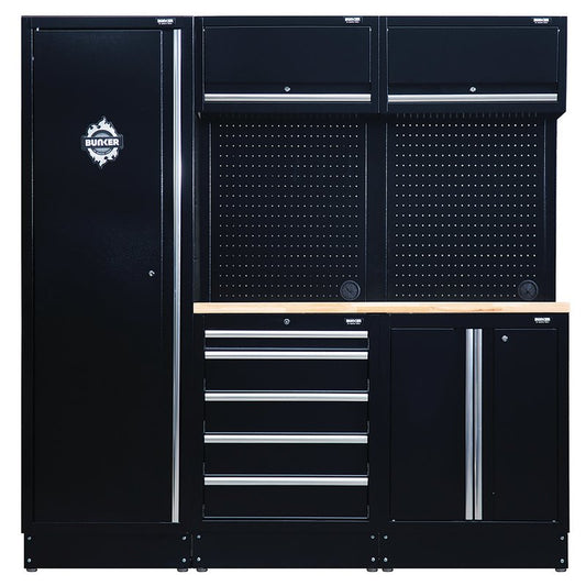 BUNKER Modular Storage Combo with Hardwood Worktop 11 Piece 04488
