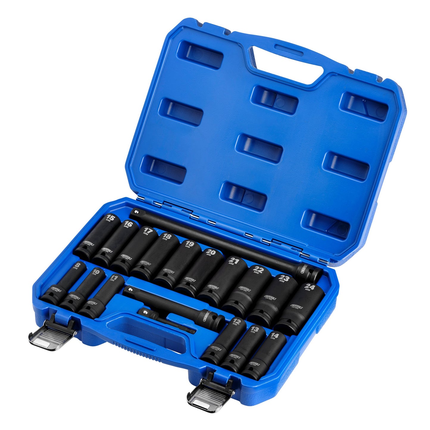 Draper HI-TORQ Metric Deep Impact Socket Set 1/2"D 19 pc 6 Point 10 - 24mm 04577