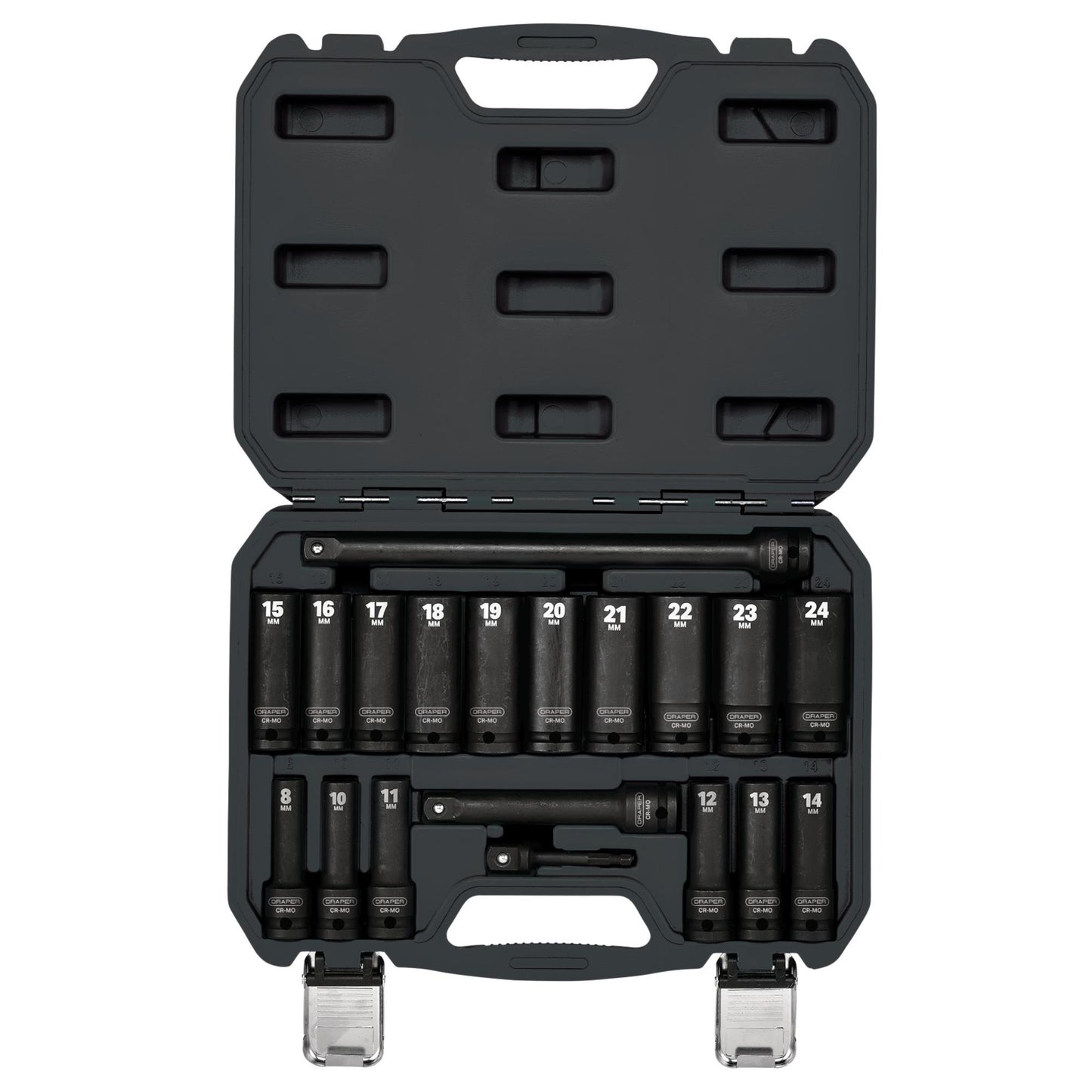 Draper HI-TORQ Metric Deep Impact Socket Set 1/2"D 19 pc 6 Point 10 - 24mm 04577