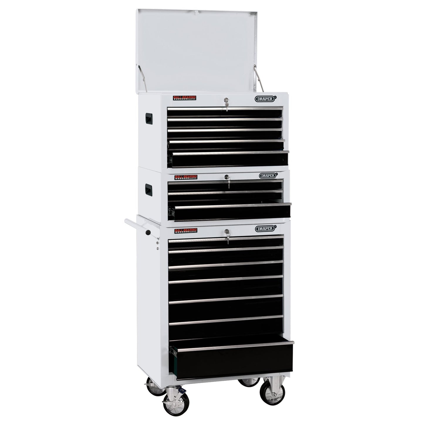 Draper Expert Combined Roller Cabinet and Tool Chest, 15 Drawer, 26", White
