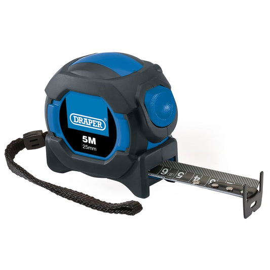 Draper Auto Lock Measuring Tape 5m 16ft x 25mm Dual Sided Auto Lock Function 04751