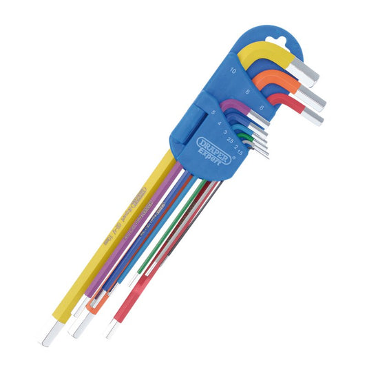 Draper Expert Metric Extra Long Arm Hex Key Set Colour Coded 9 Piece 04911