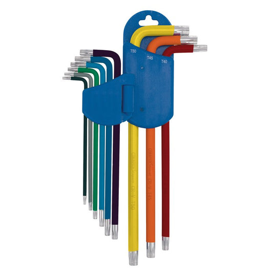 Draper Expert Torx Star Metric Extra-long Arm Key Set Colour Coded 9 Piece 04926