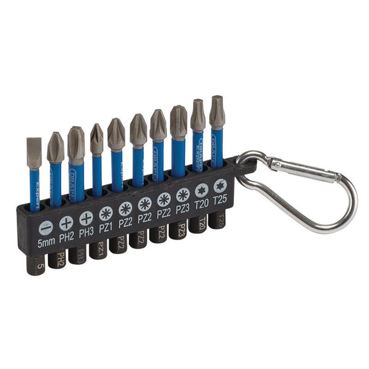 Draper Expert Impact Screwdriver Bit Set 50mm 1/4" Hex 10 Piece 04933