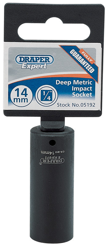 Draper Expert 14mm 1/4"Drive 6 Point Deep Impact Socket HI-TORQ 05192