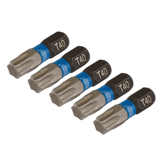 Draper Expert Torx Star Impact Screwdriver Bits T40 x 25mm 1/4" Hex 5 Pack 05497