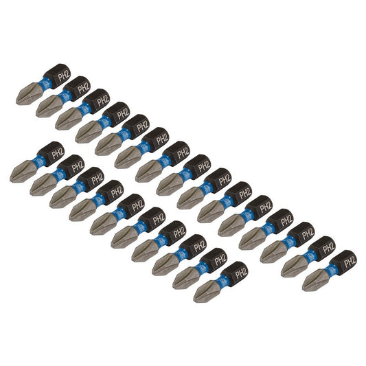 Draper Cross Slot PH Impact Screwdriver Bits No.2 x 25mm 1/4" Hex 25 Pack 05691