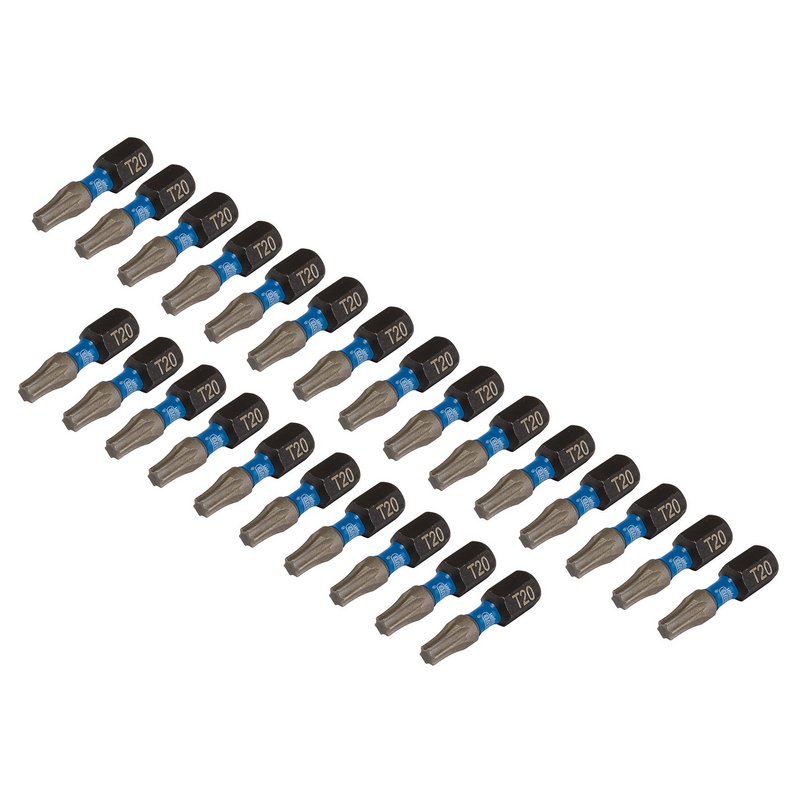 Draper Torx Star Impact Screwdriver Bits T20 x 25mm 1/4" Hex 25 Pack 05692