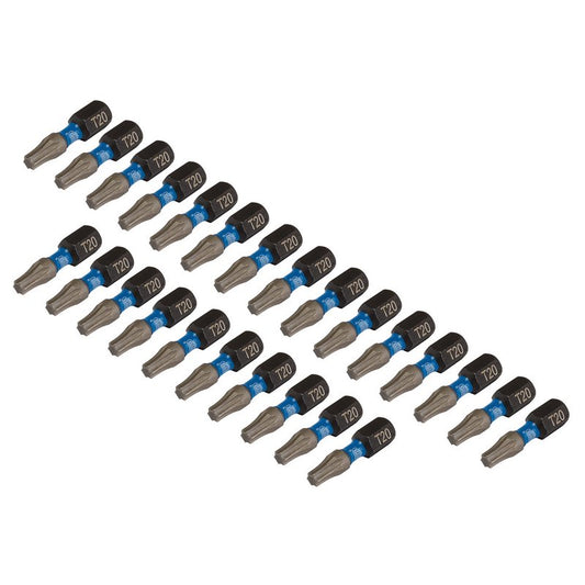 Draper Torx Star Impact Screwdriver Bits T20 x 25mm 1/4" Hex 25 Pack 05692