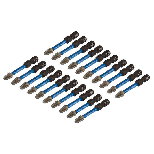 Draper Expert PZ-Type Impact Screwdriver Bits 20 No.2 x 50mm 1/4" Hex 05696
