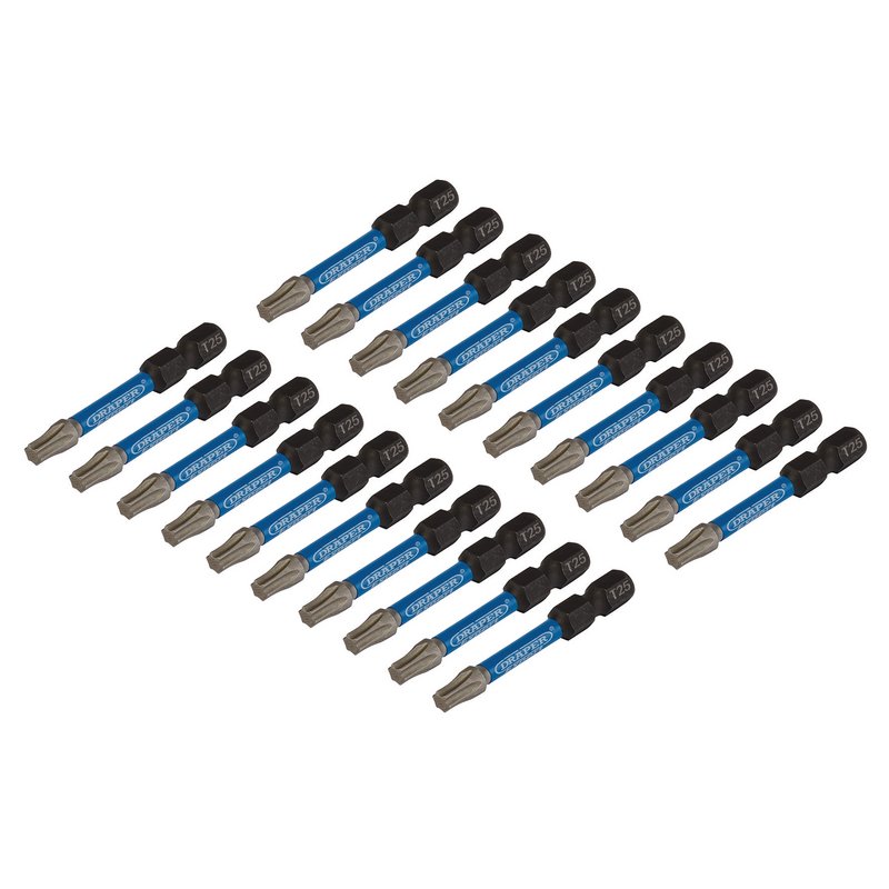 Draper Expert Torx Star Impact Screwdriver Bits 20 T25 x 50mm 1/4" Hex 05699