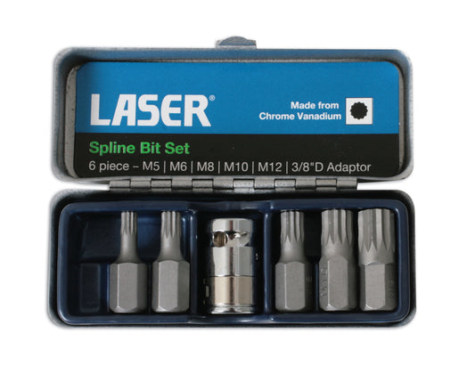 Laser Tools Spline Bit Set 6pc 30mm Long M5, M6, M8, M10 and M12 0592