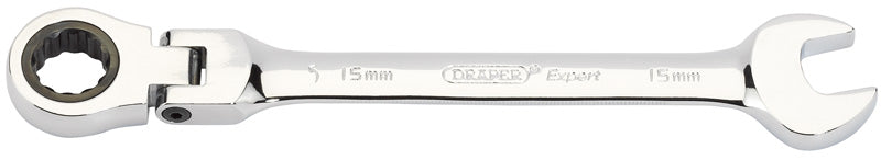 Expert 15mm Draper Expert Hi-Torq® Metric Flexible Head Ratcheting Combination Spanner
