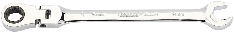 Draper 9mm Metric Ratcheting Combination Spanner Flex Head Chrome 06853
