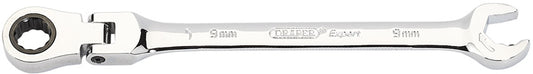 Draper 9mm Metric Ratcheting Combination Spanner Flex Head Chrome 06853