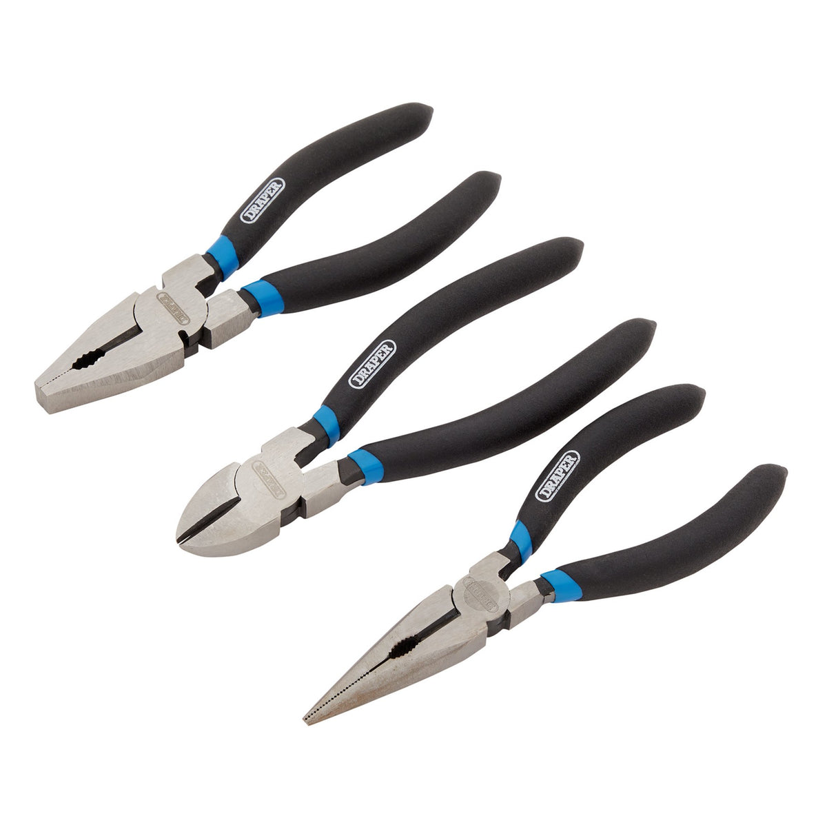 Draper Pliers Set 3 Piece Combination Long Nose And Diagonal Side Cutters 07056