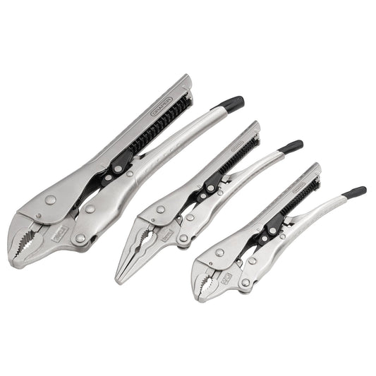 Draper Auto Locking Pliers Set 3 Piece Size 175mm 200mm 250mm 07103