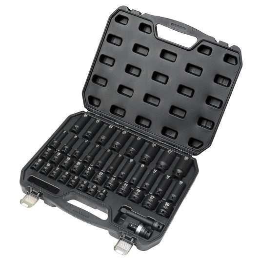 Draper Hi-TORQ Metric Impact Socket Set 1/2"D 40 Piece Deep & Standard 07106