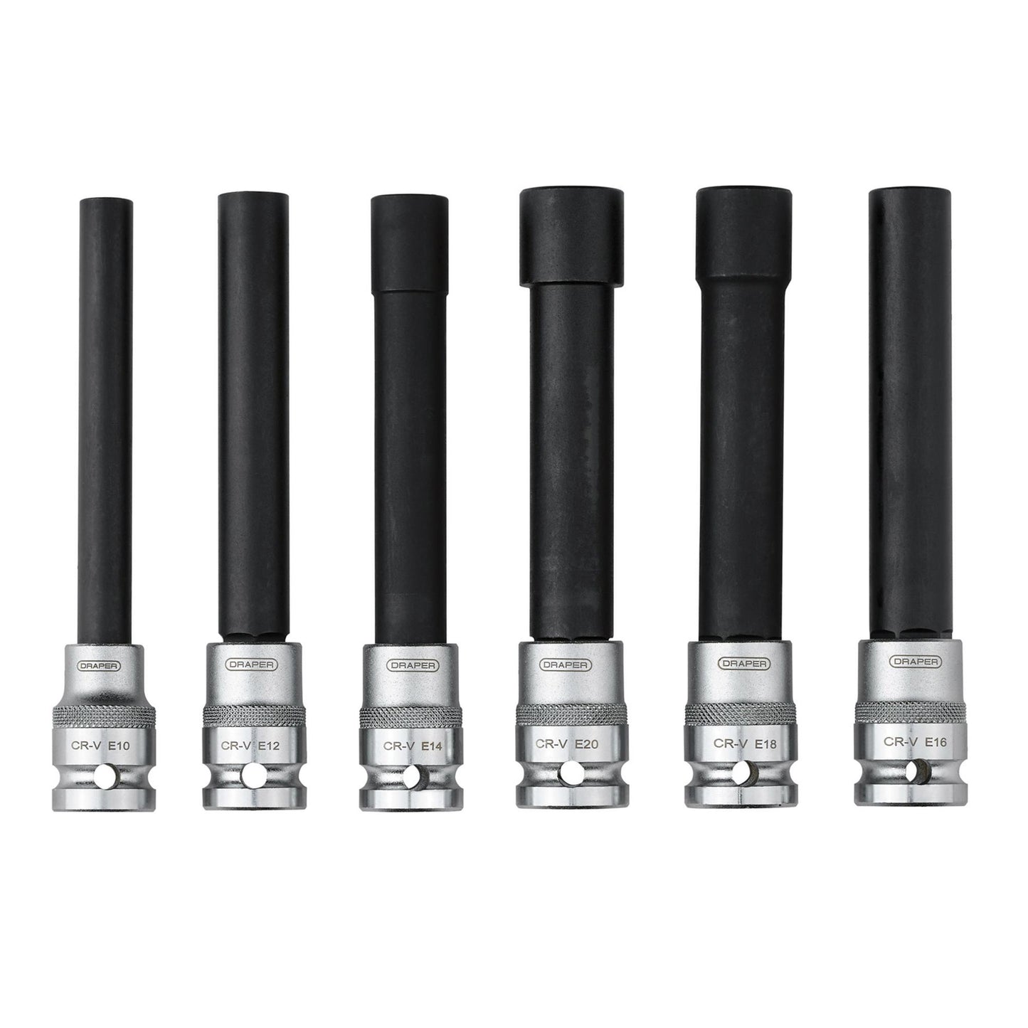 Extra Long E-Type Sockets, 1/2" Sq. Dr. (6 Piece)