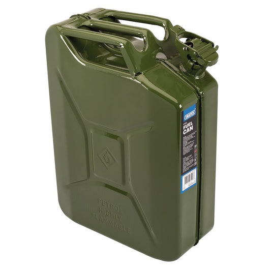 Draper Steel Fuel Can 20L Green Storing And Transferring Flammable Liquids 07218