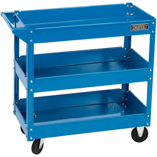 Draper Blue 3 Tier Tool Trolley Powder Coated Size 845 x 410 x 780mm 07630