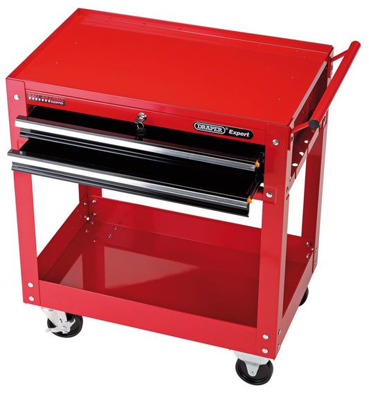 Draper Expert 2 Tier Tool Trolley with Two Drawers Handle And Four Castors 07635