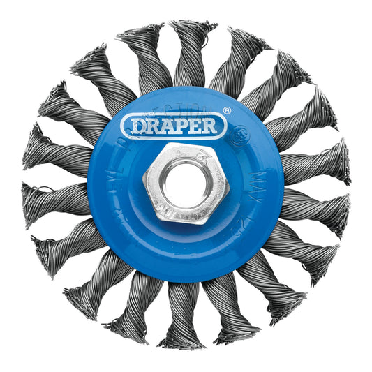 Draper Steel Twist-Knot Flat Wire Wheel Brush 100mm M14 - 08055