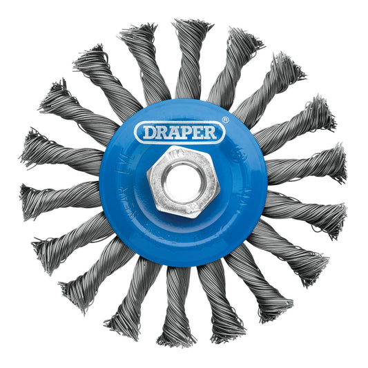 Draper Steel Twist-Knot Flat Wire Wheel Brush 115mm M14 - 08058