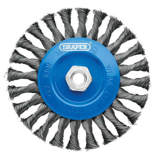Draper Steel Twist-Knot Flat Wire Wheel Brush 150mm M14 - 08059