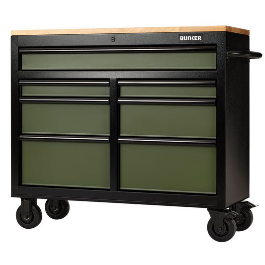 BUNKER 41" Green Workbench Roller Tool Cabinet 7 Drawer 08221