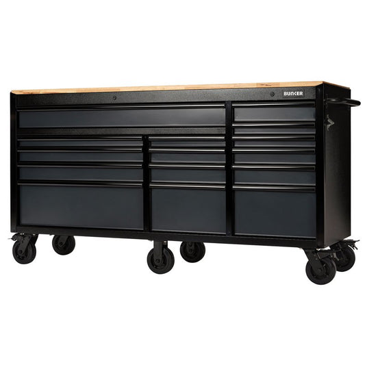 BUNKER 72" Grey Workbench Roller Tool Cabinet 15 Drawer 08241