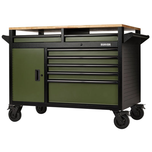 BUNKER Green Roller Tool Cabinet 14 Drawer 48" Multi-Functional Workbench 08269