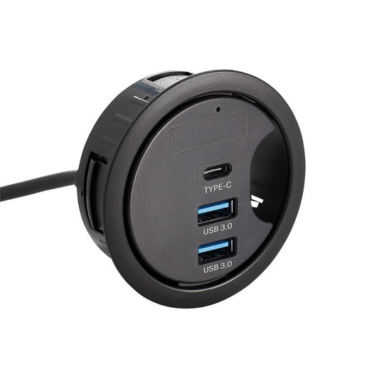 3-Port In-Desk USB 3.0 Hub with 2 x USB A & 1 x USB C