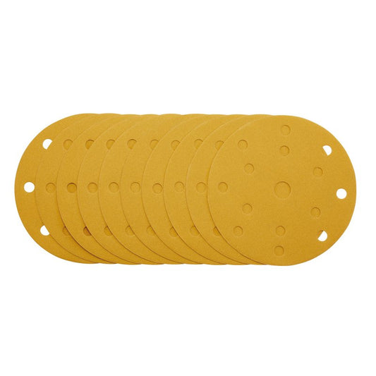 ****Draper Gold Sanding Discs Hook & Loop 150mm 240 Grit 15 Holes 10 Pack