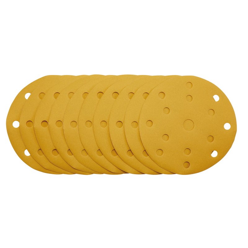 Draper Gold Sanding Discs Hook & Loop 150mm 320 Grit 15 Holes 10 Pack 08477