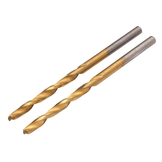 HSS Titanium Nitride Coated Drill Bit 4.0mm x 75mm 2pk Steel Wood Plastic 08865