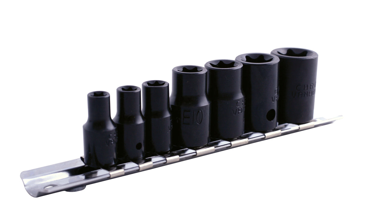 Laser Tools Impact Inverted Torx Star Socket Set 3/8"D 1/4"D 7pc Black 0897