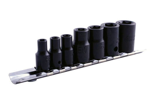 Laser Tools Impact Inverted Torx Star Socket Set 3/8"D 1/4"D 7pc Black 0897