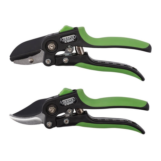Draper Expert Anvil and Bypass Secateurs Set 200mm 2 Pc With Safety Lock 08986