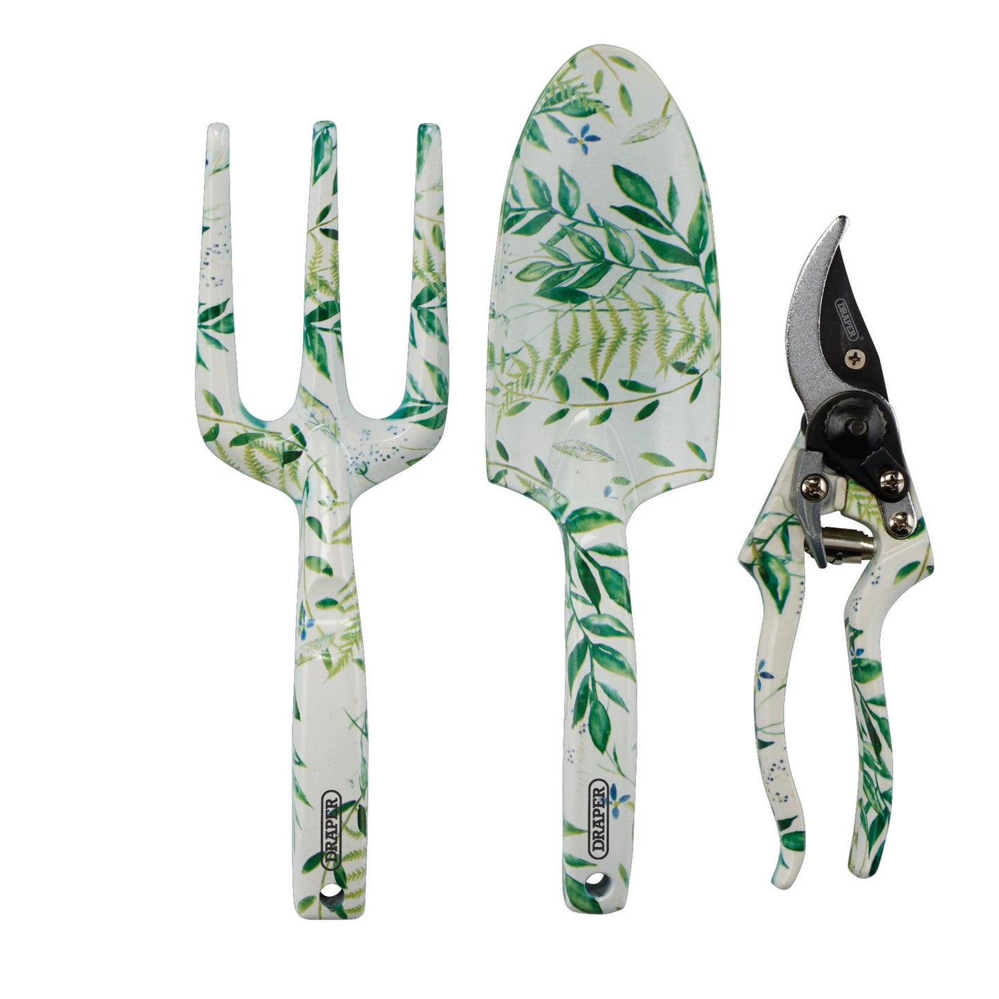 Draper Garden Tool Set with Floral Pattern 3 Piece trowel fork secateur 08994