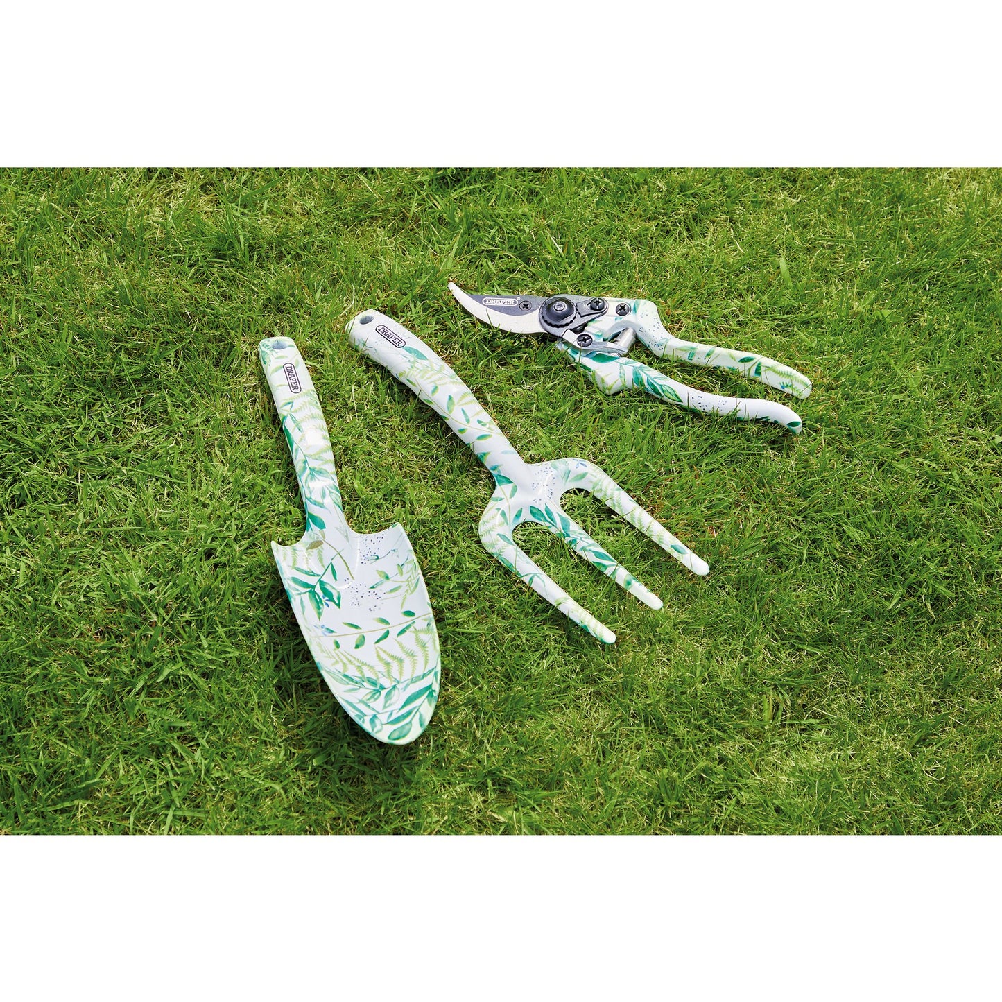 Draper Garden Tool Set with Floral Pattern 3 Piece trowel fork secateur 08994